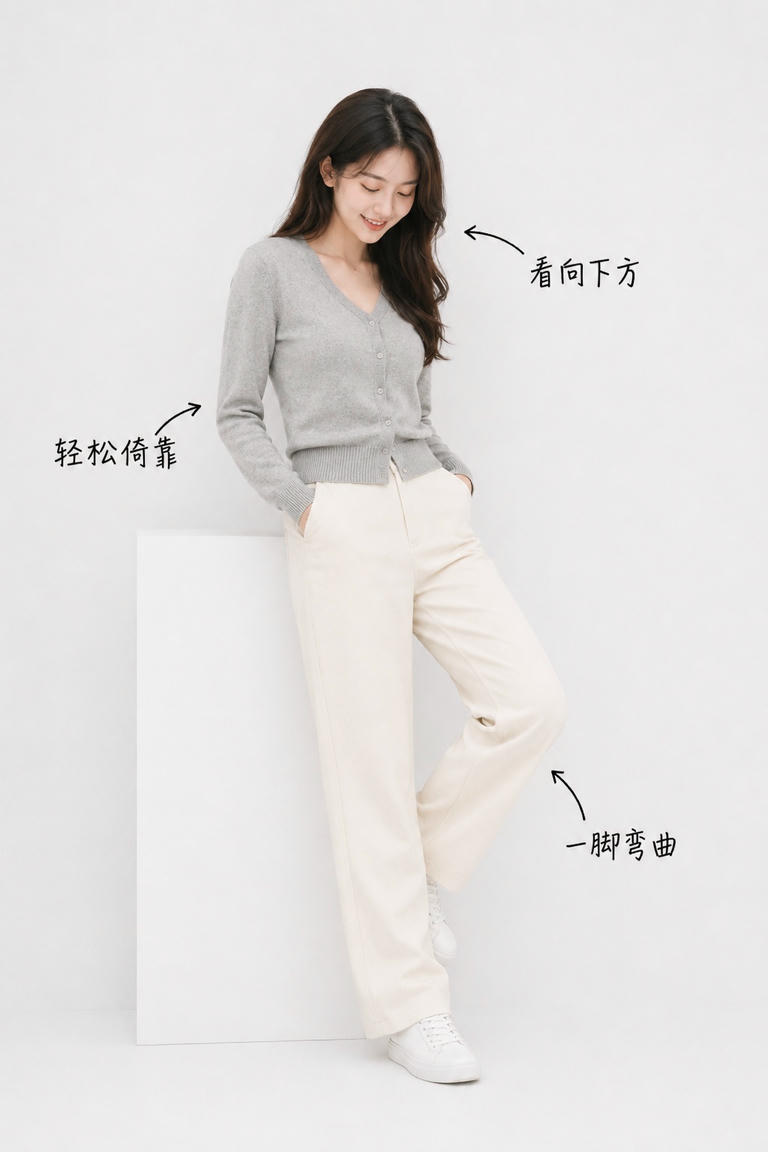 倚靠低头沉思