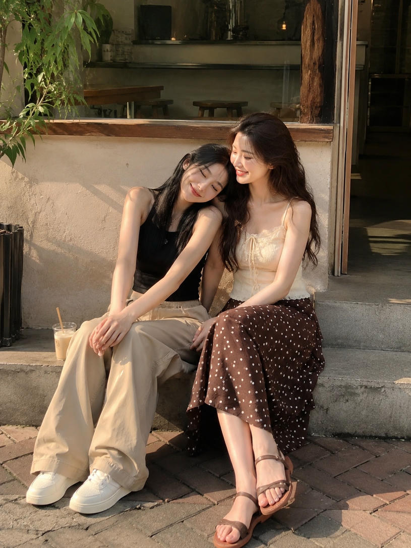 台阶依偎休憩
