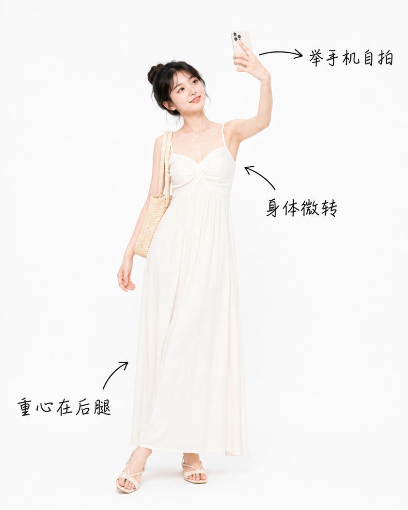 吊带裙自拍站姿