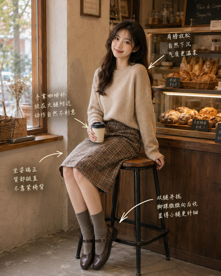 咖啡馆高脚凳坐姿