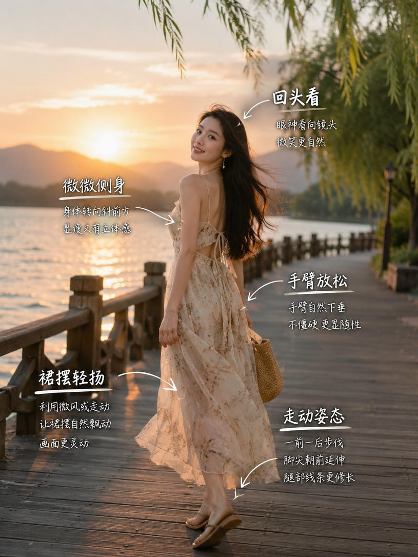 回眸走动抓拍