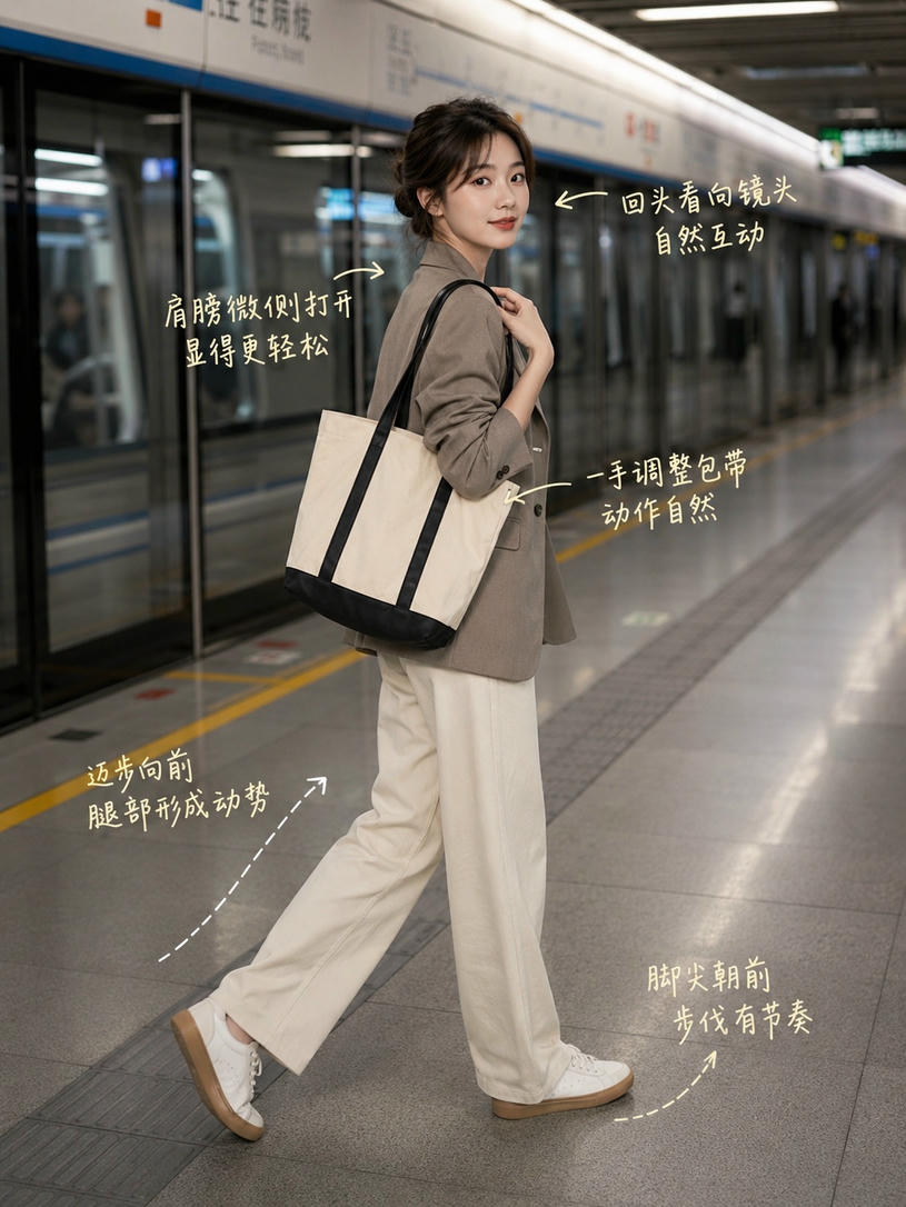 地铁站台漫步回眸