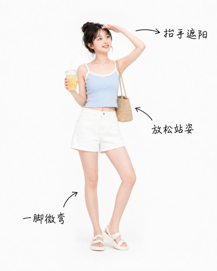夏日休闲遮阳姿势