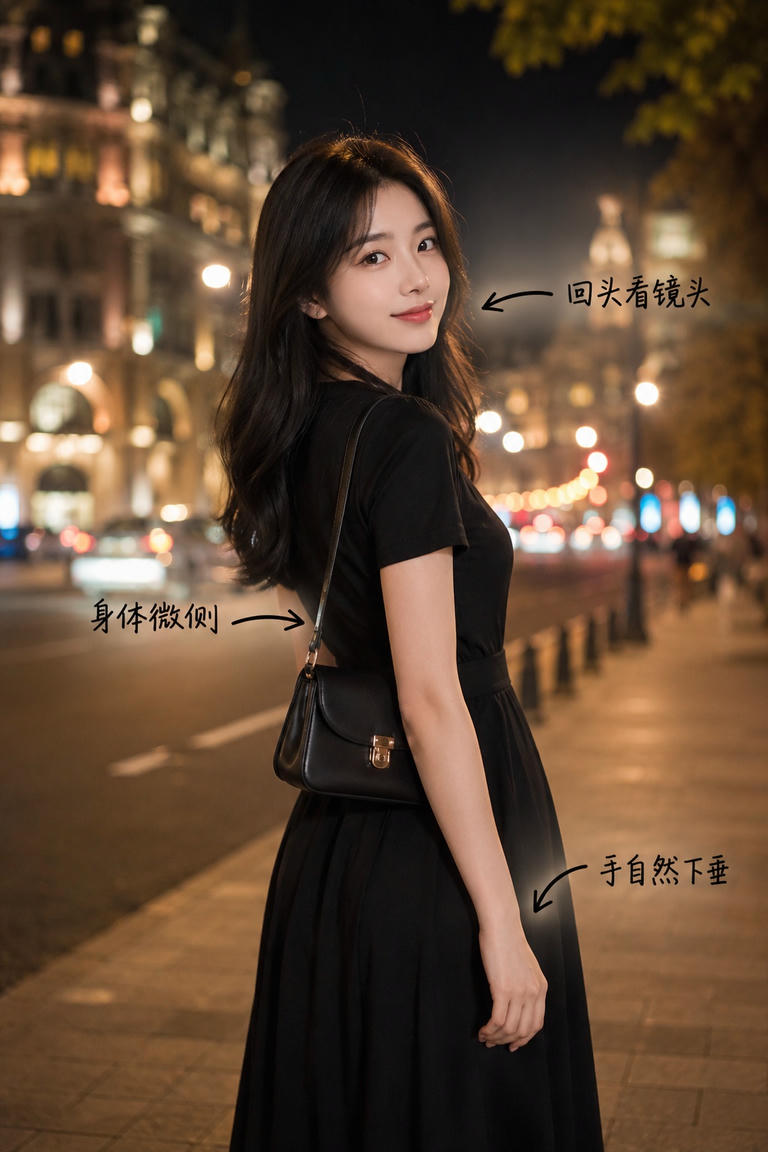 夜景回眸浅笑