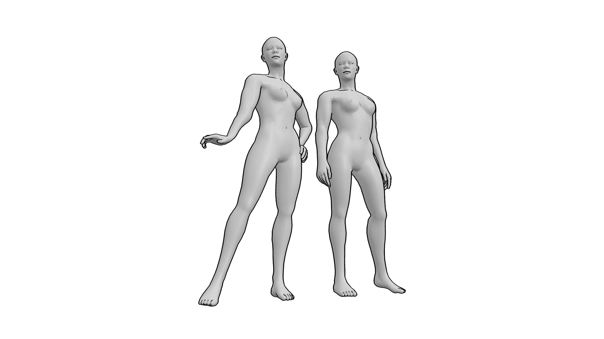 双人对视站立