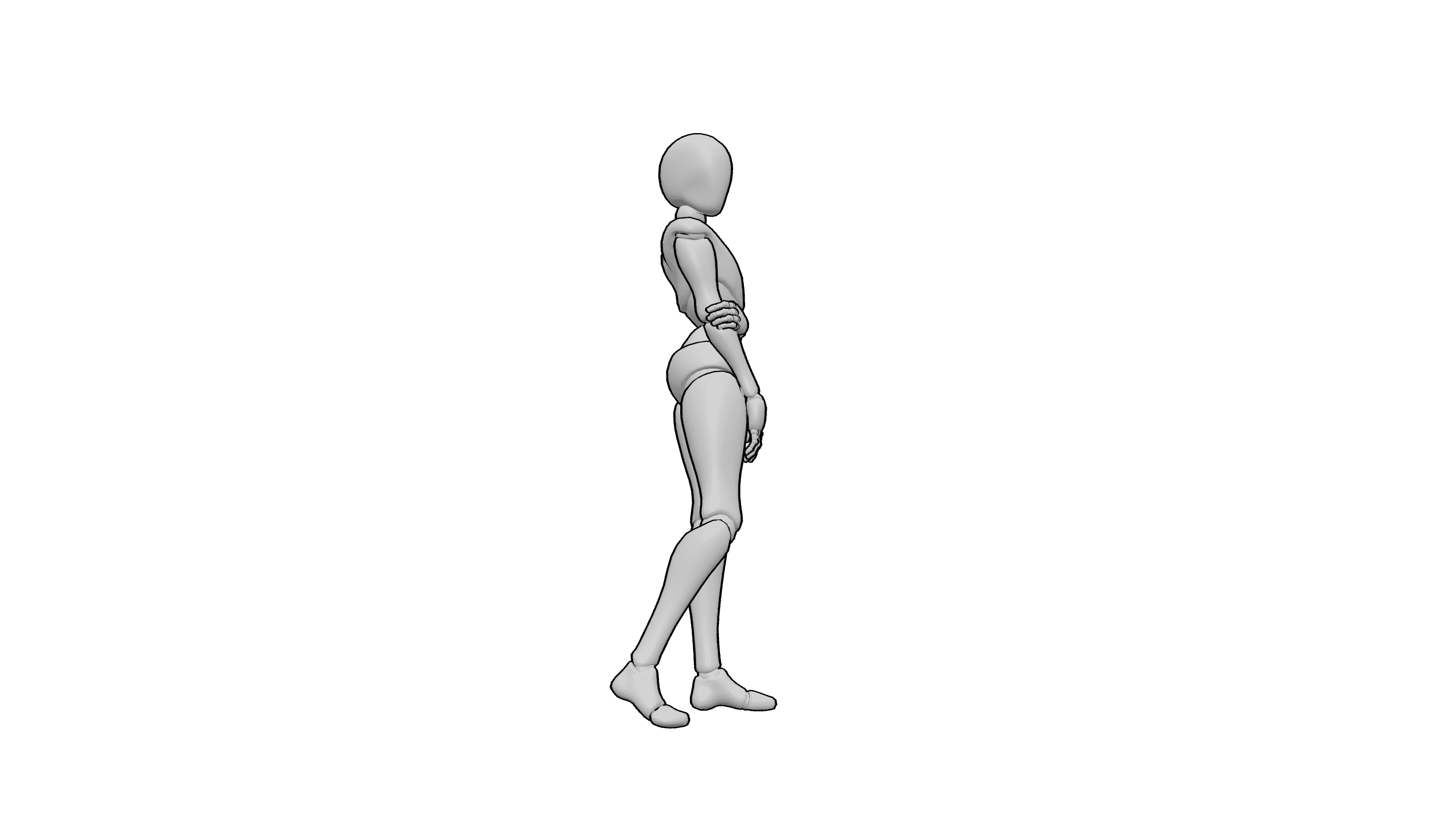 双手抱臂站立