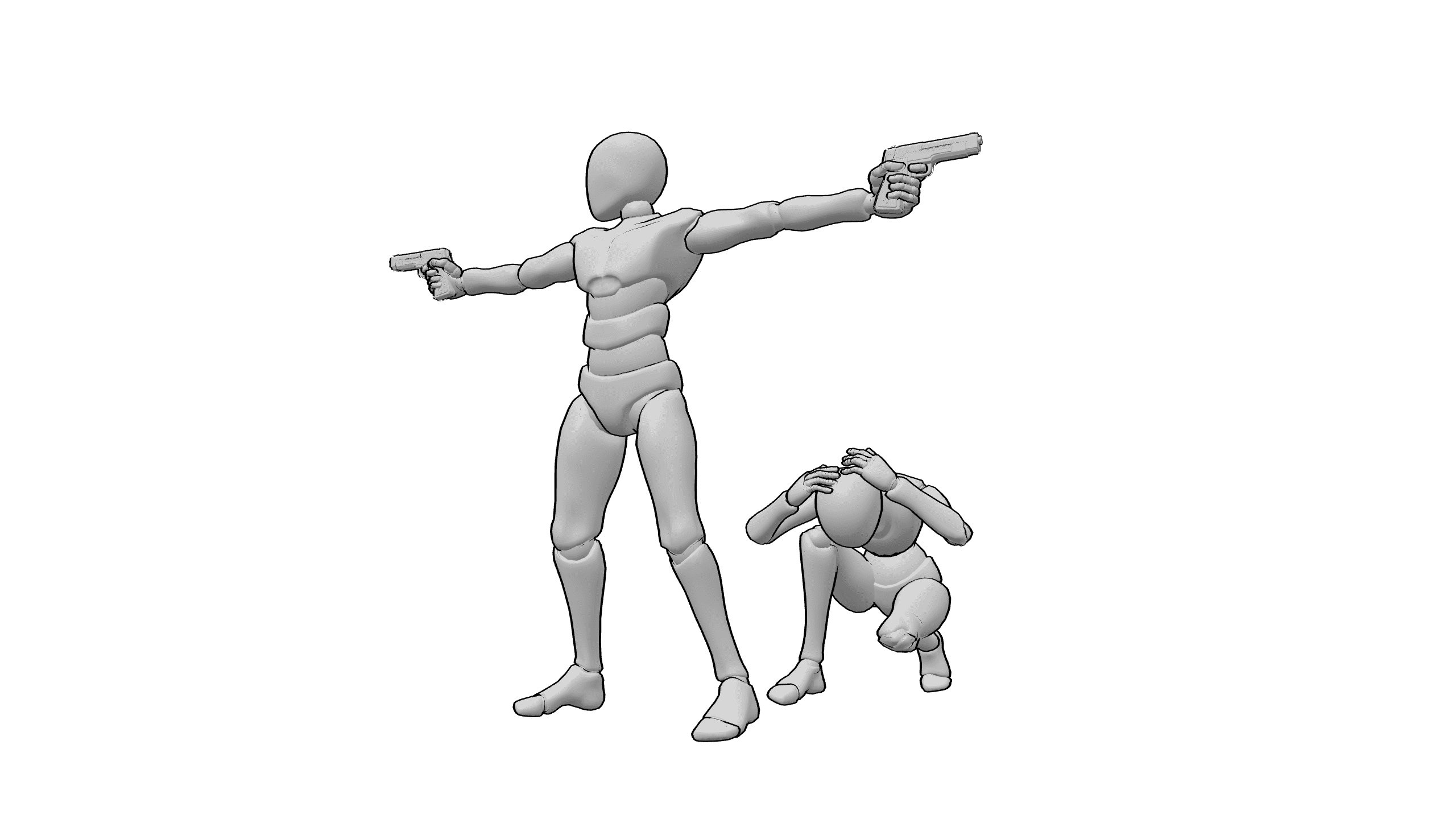 双手持枪射击