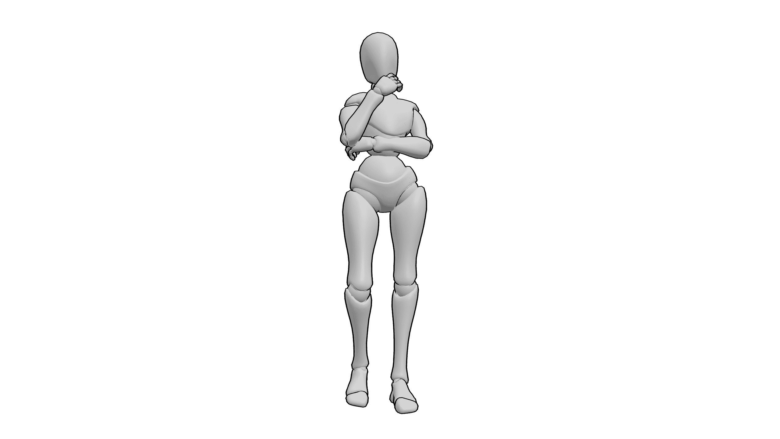 抱臂沉思