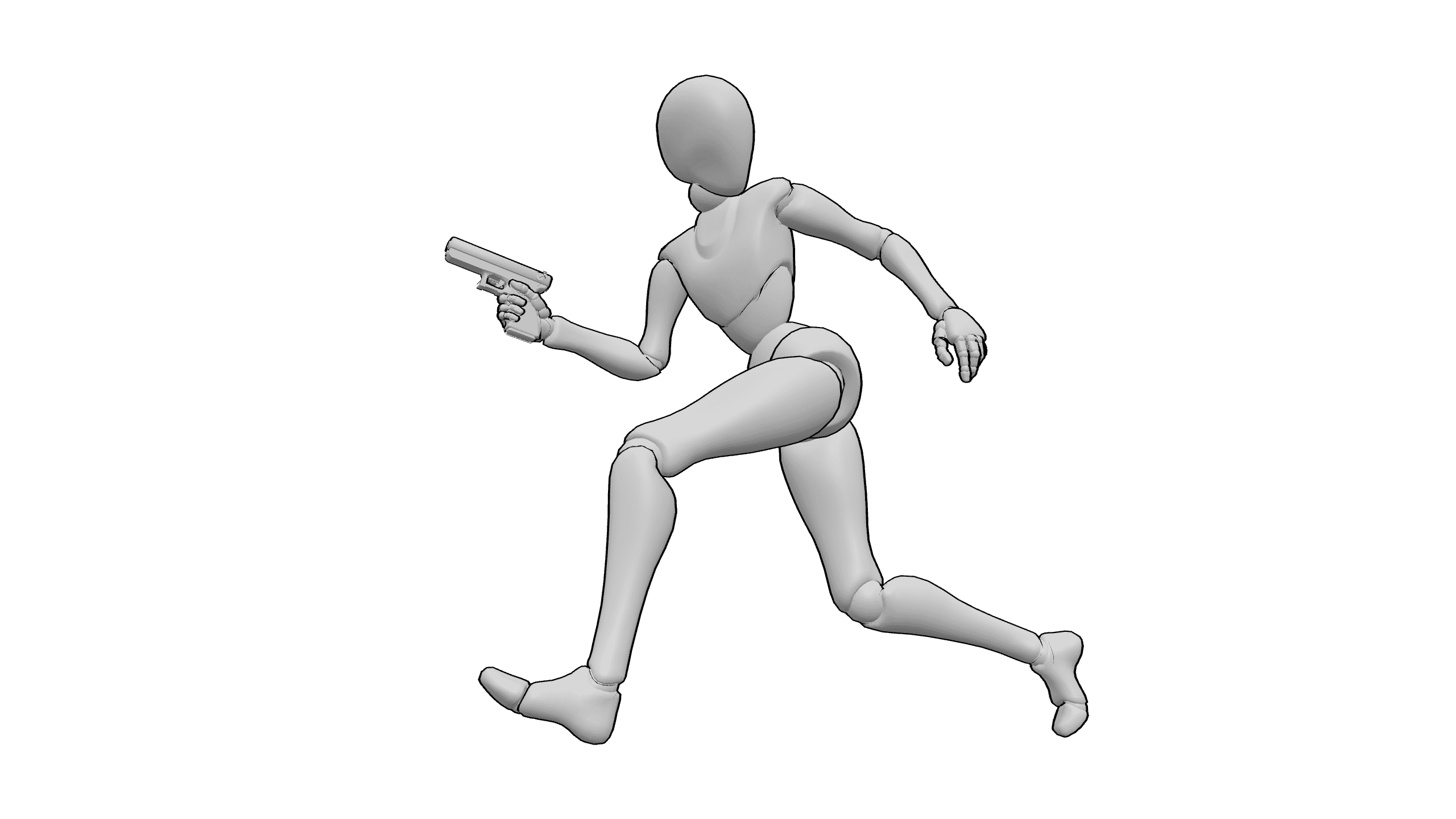 持枪奔跑射击