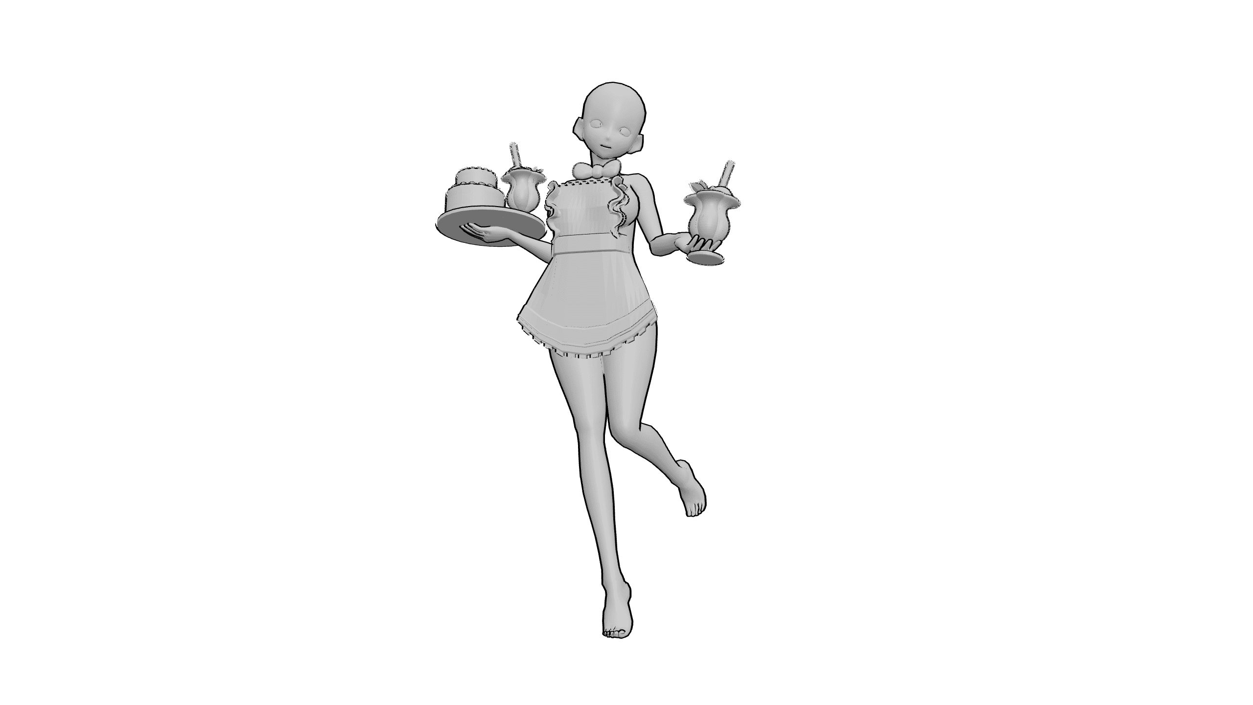 女仆端盘行走