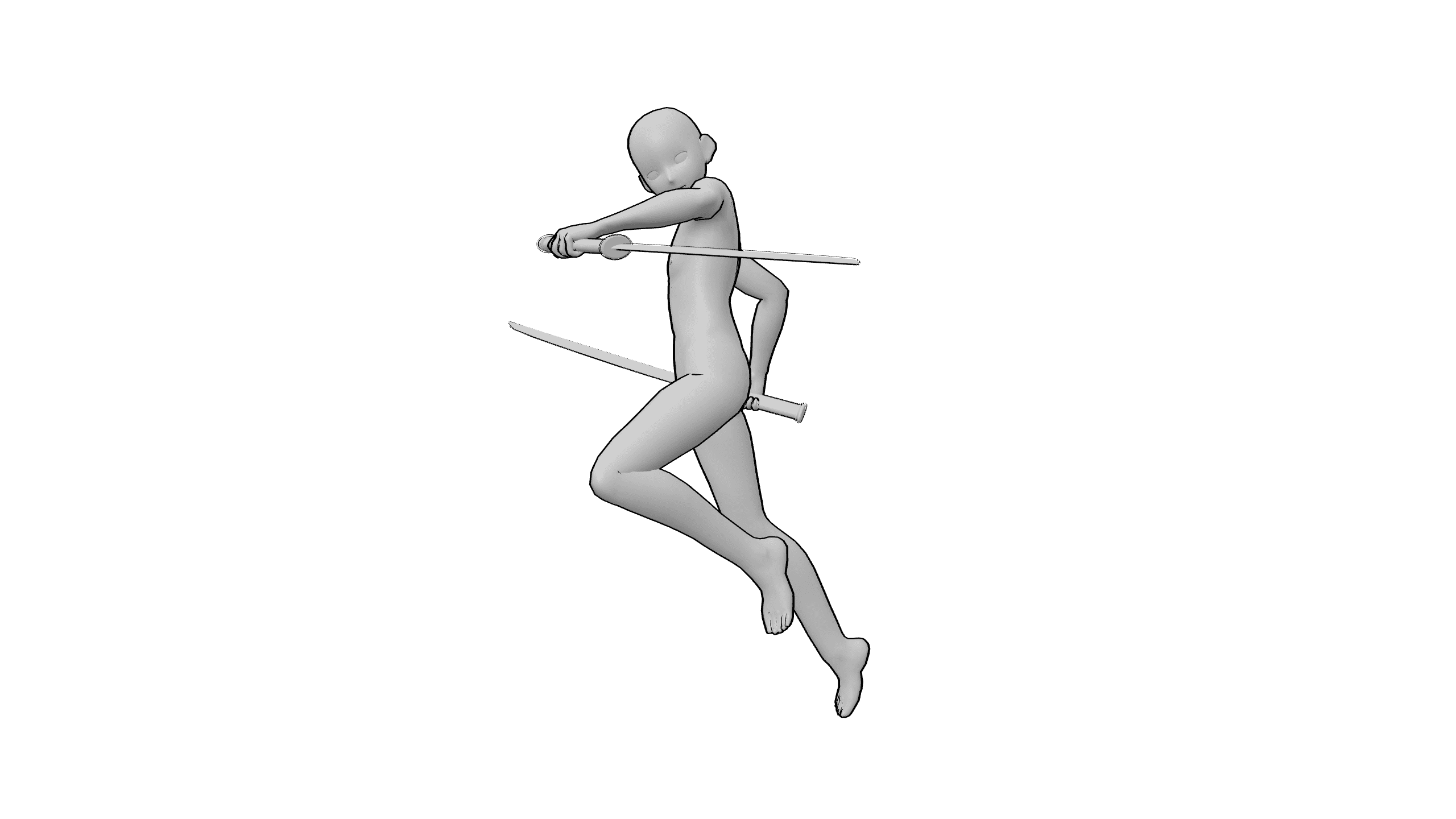 双持武士跳跃斩击