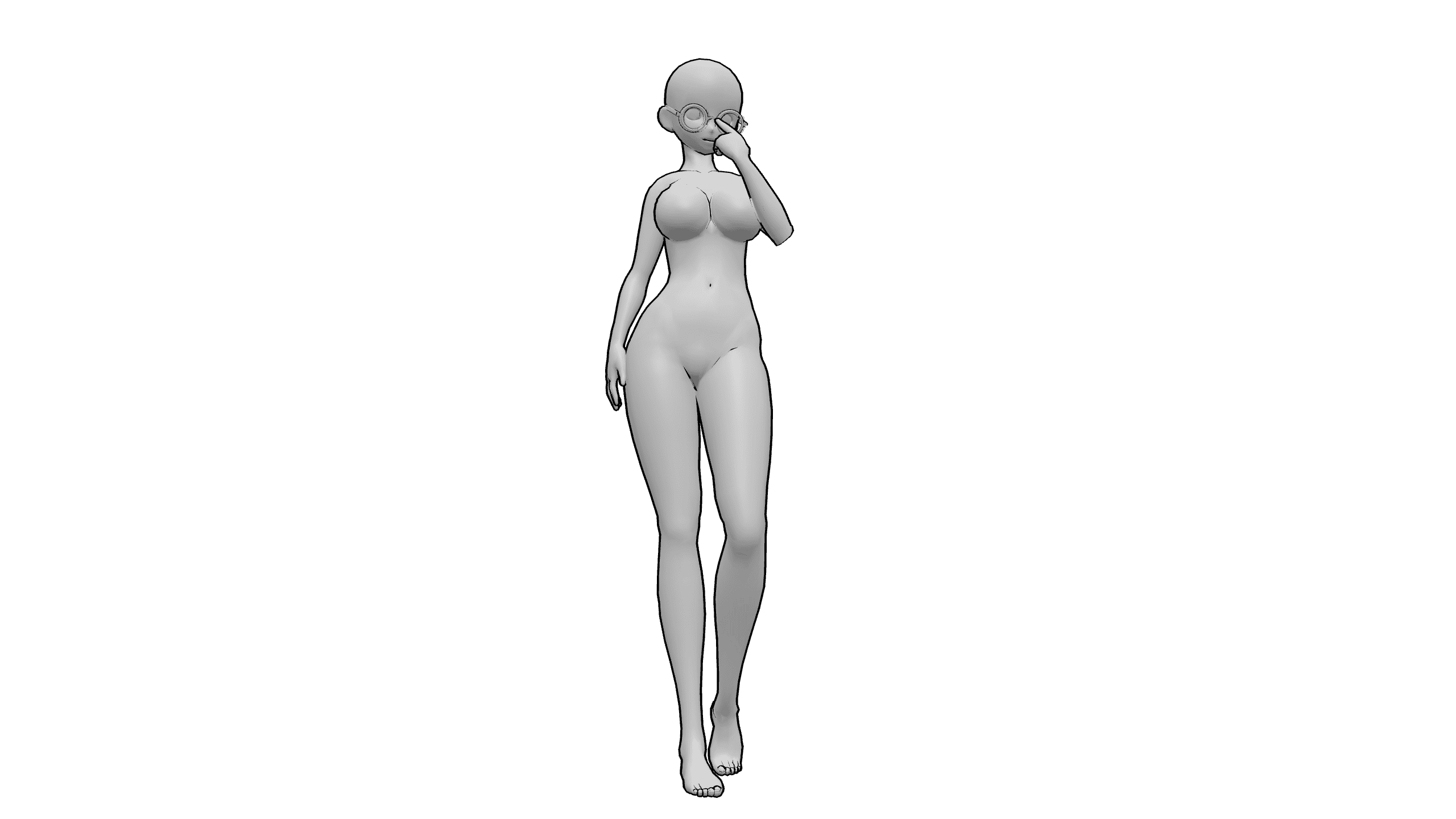扶眼镜站立
