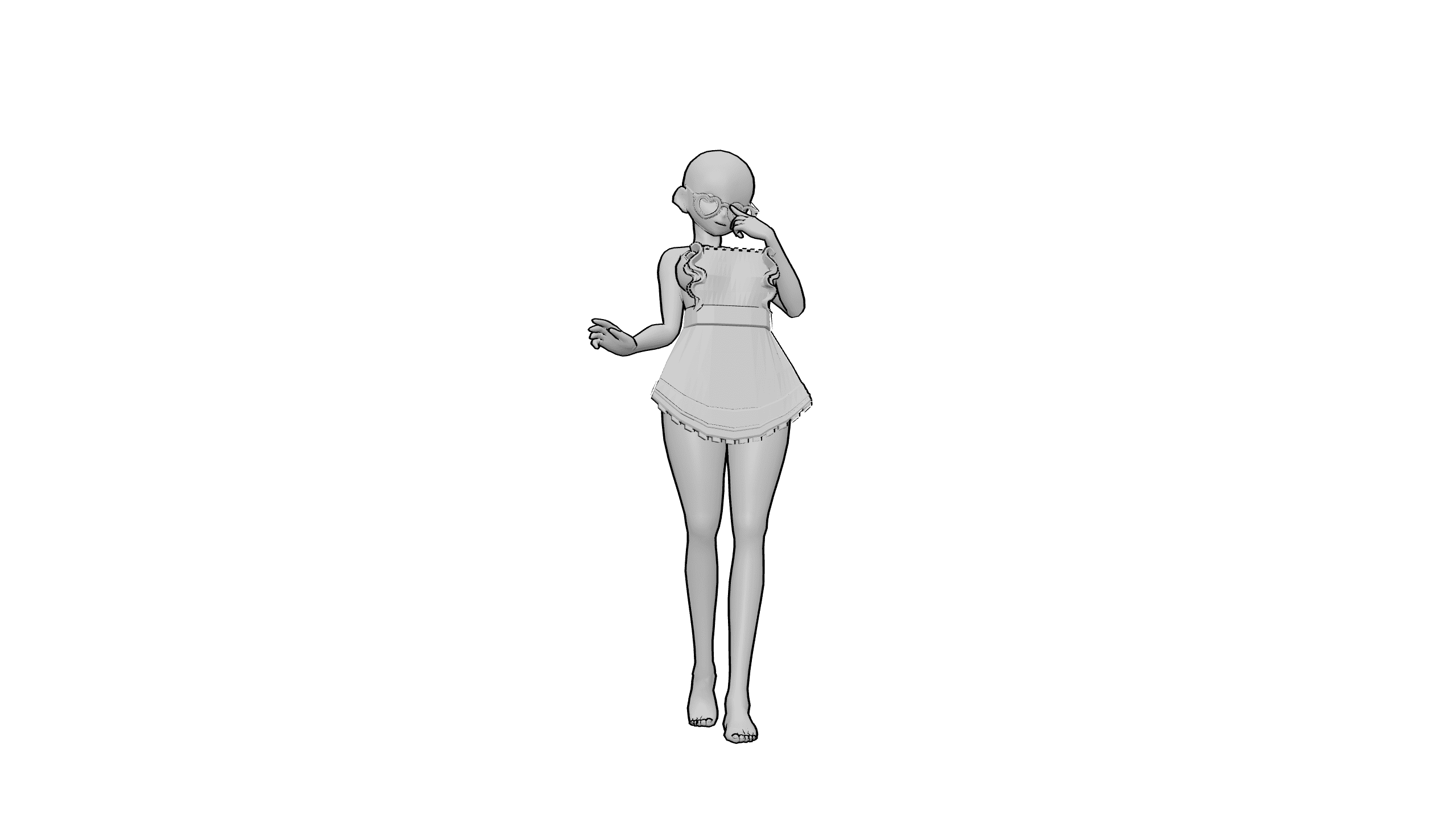 扶眼镜站立