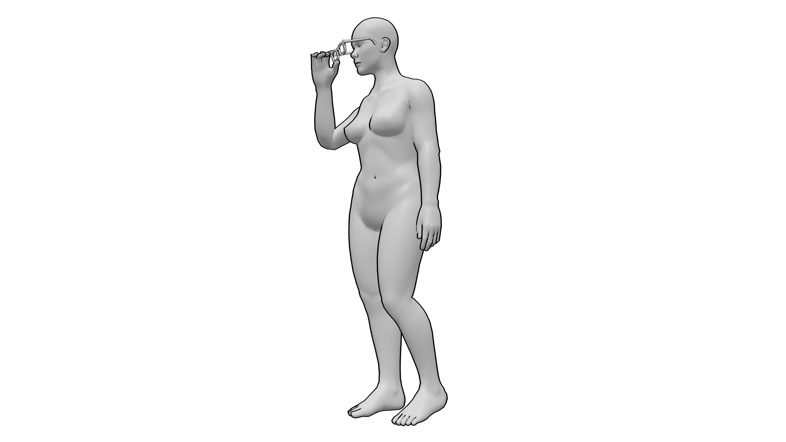抬手扶眼镜