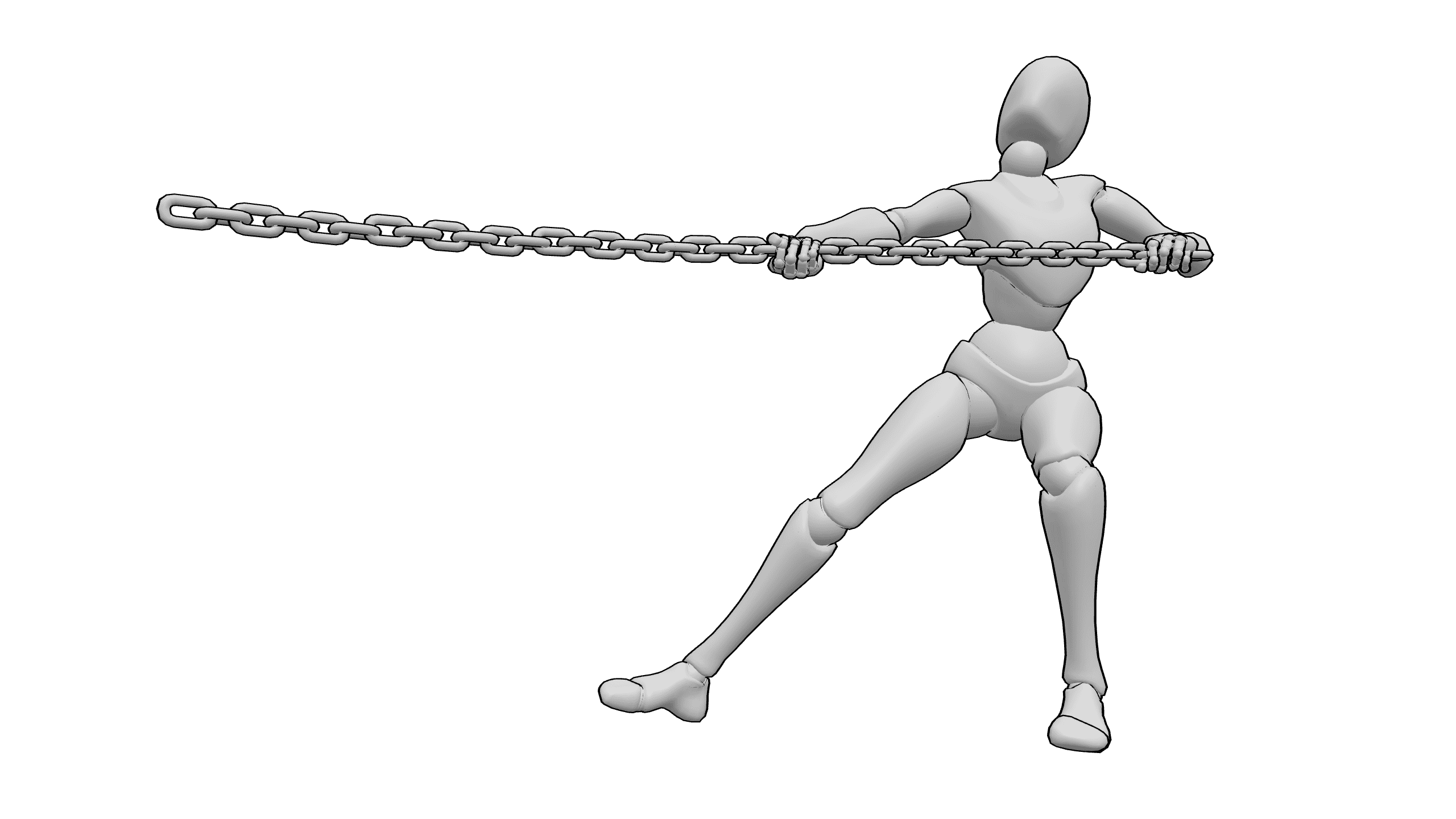 双手拉扯铁链