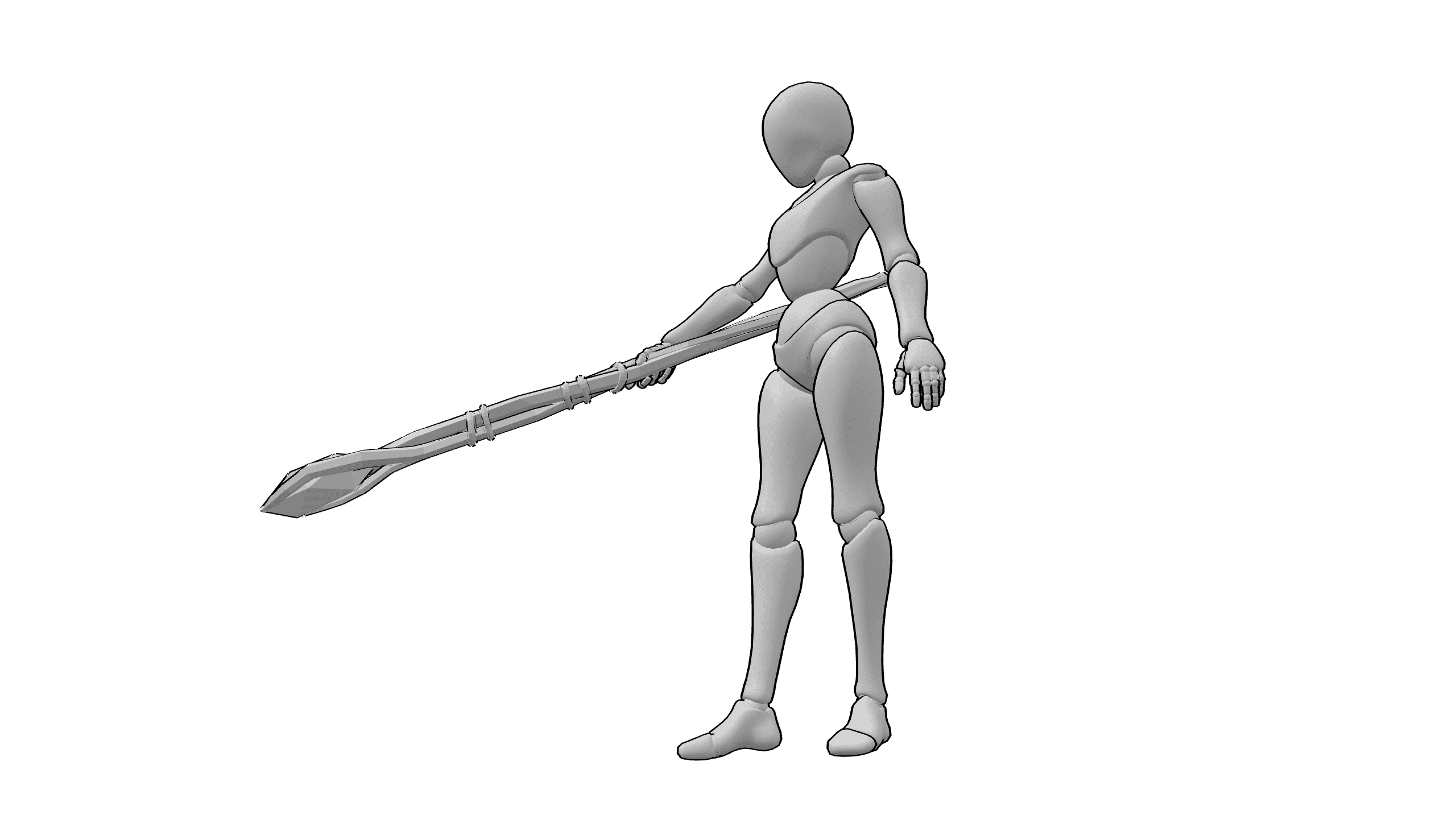 持长柄武器站立