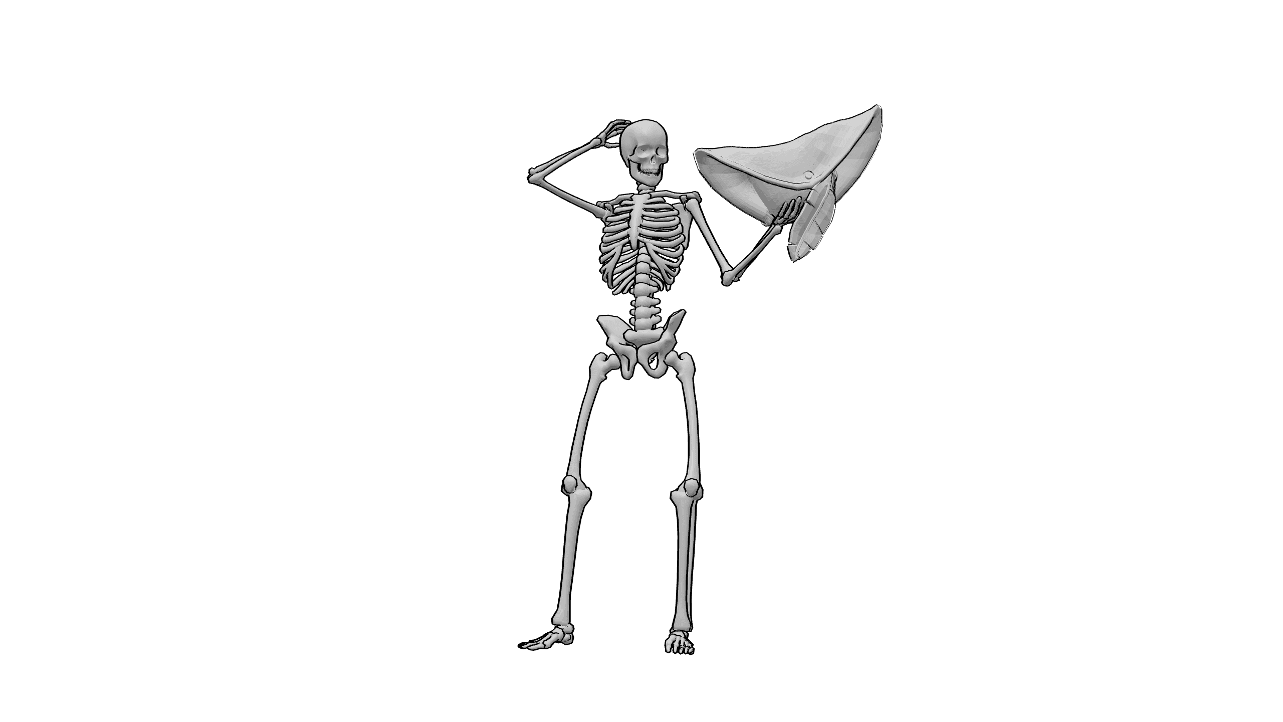 单手撑帽搔头
