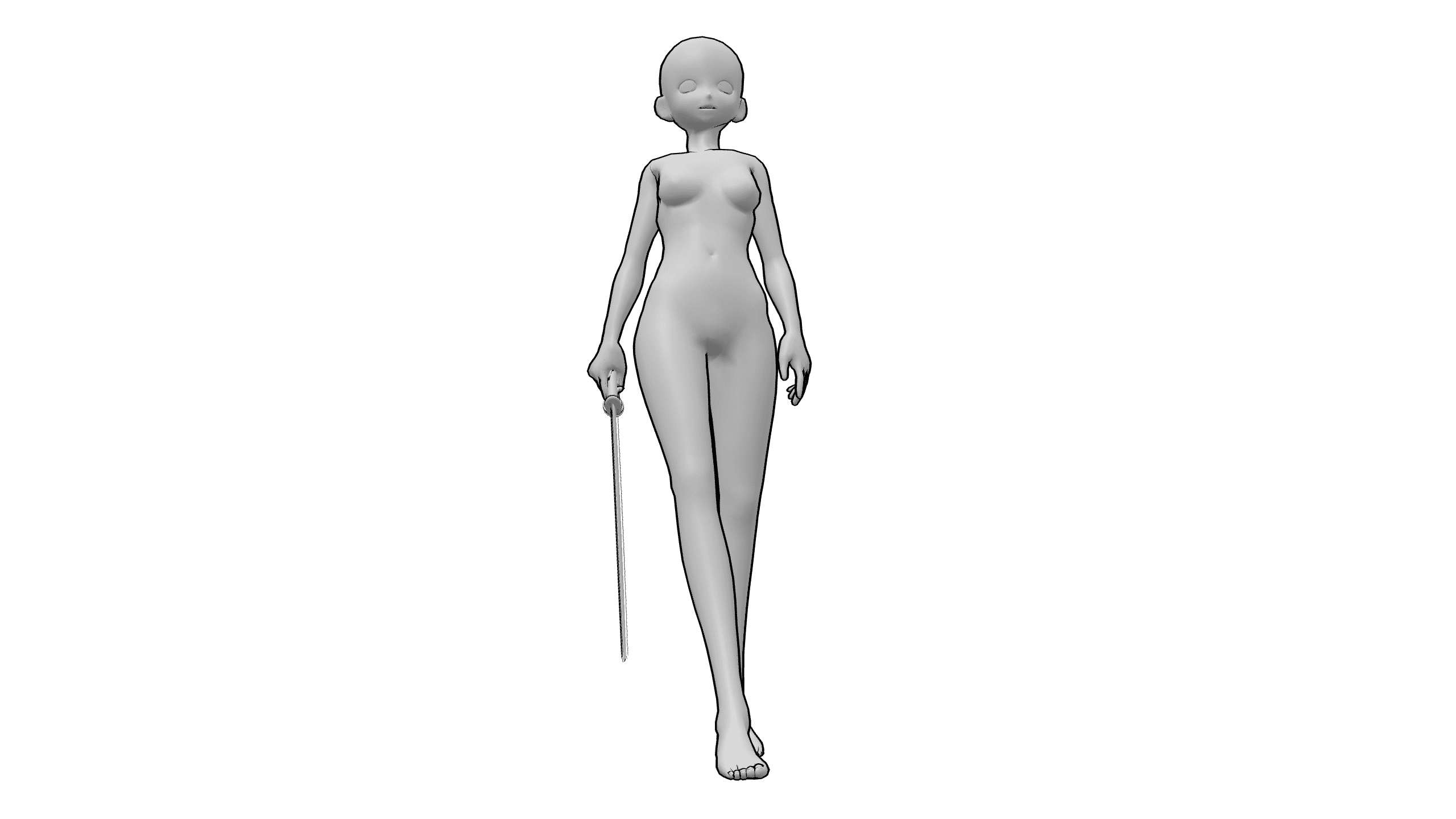 持杖站立