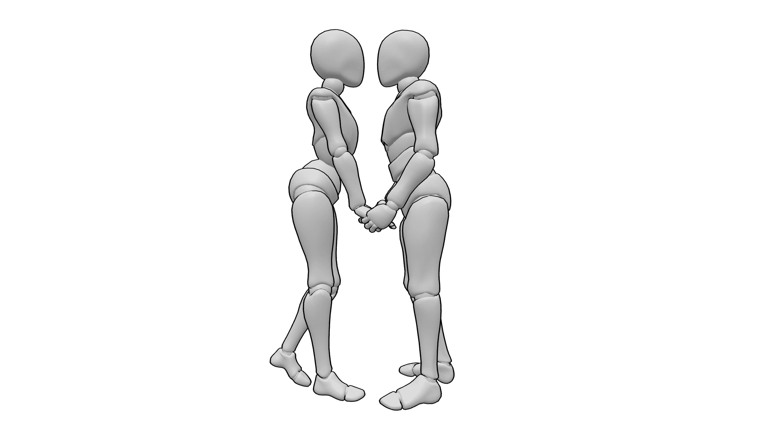 牵手站立