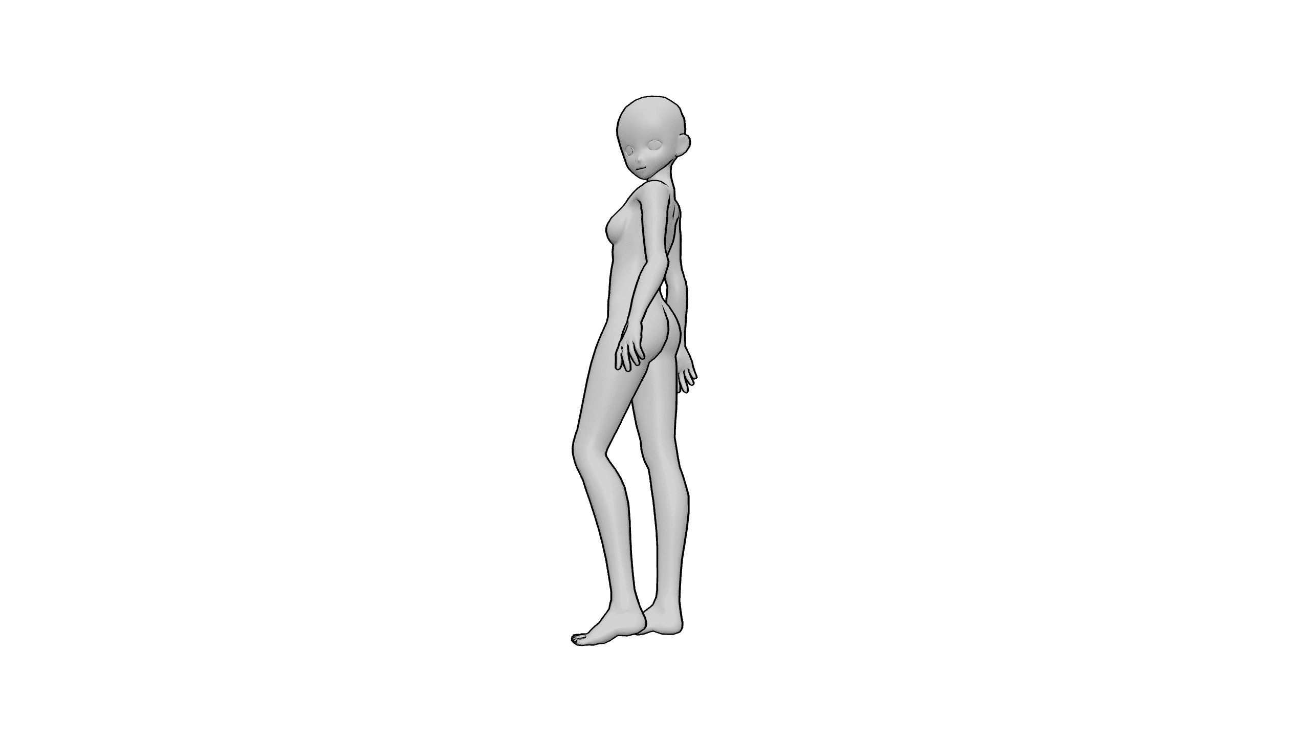 侧身回眸站立
