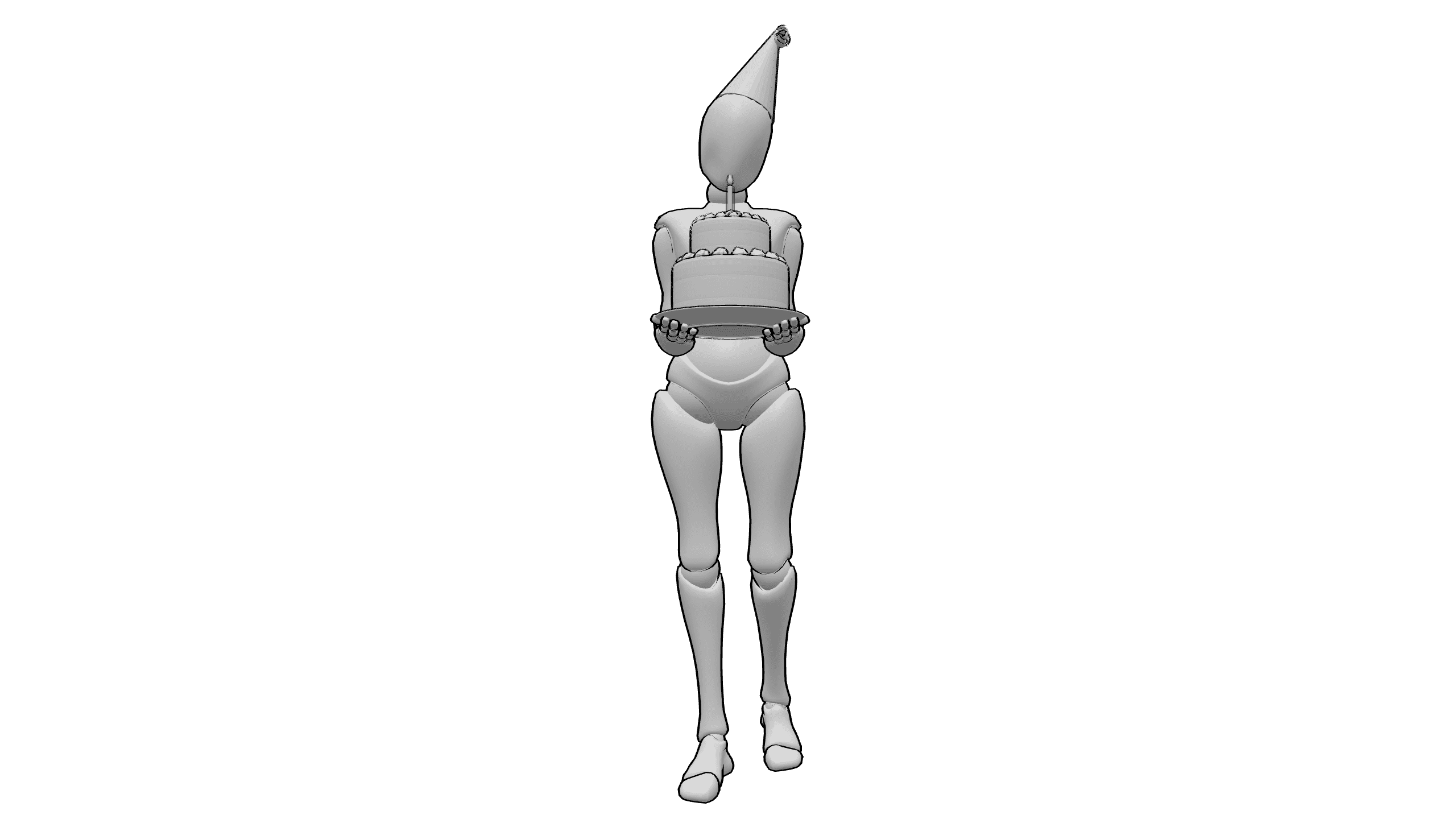端蛋糕站立