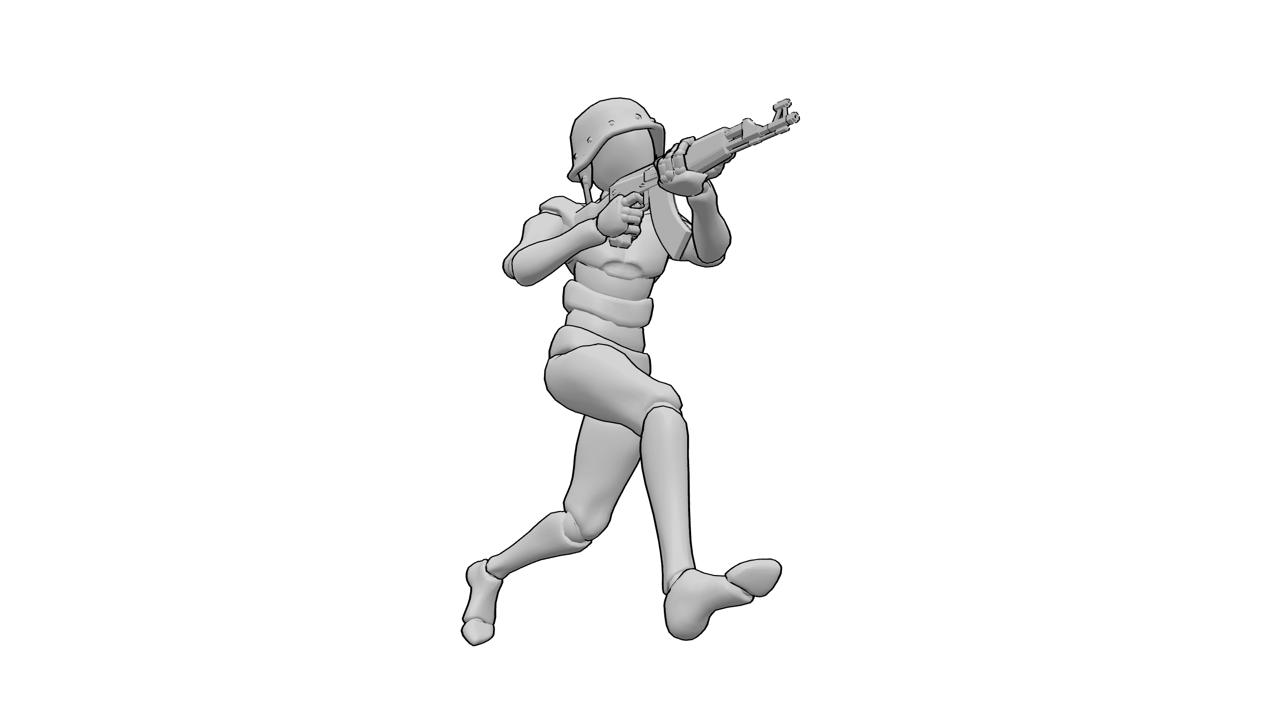 持枪奔跑射击