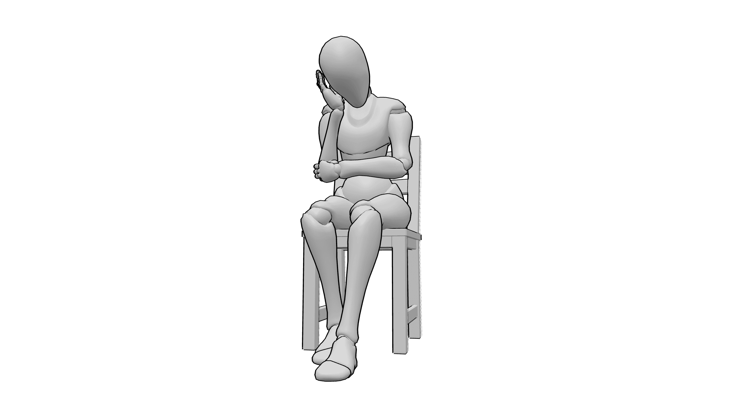 托腮沉思坐姿