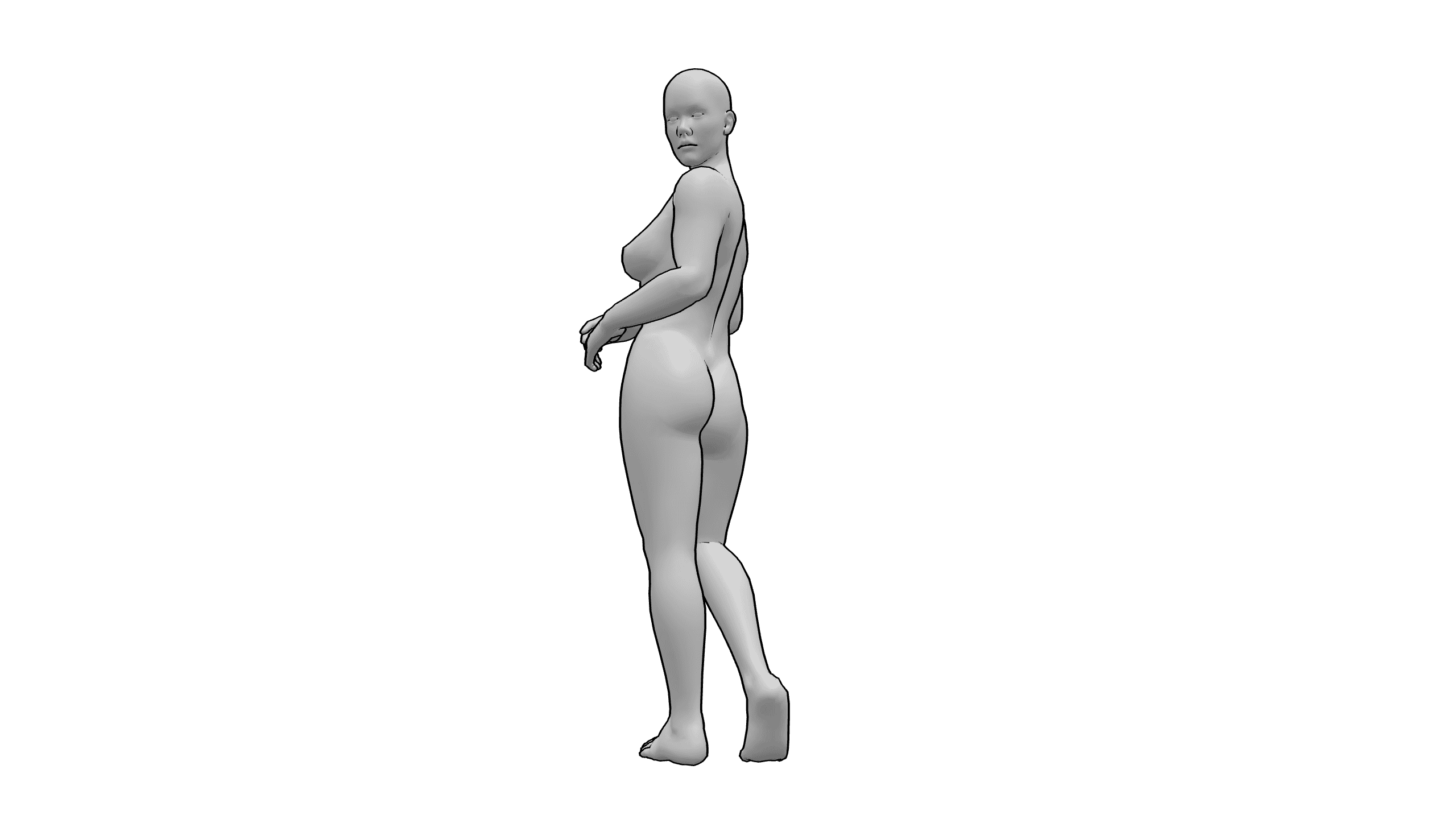 侧身回眸站立