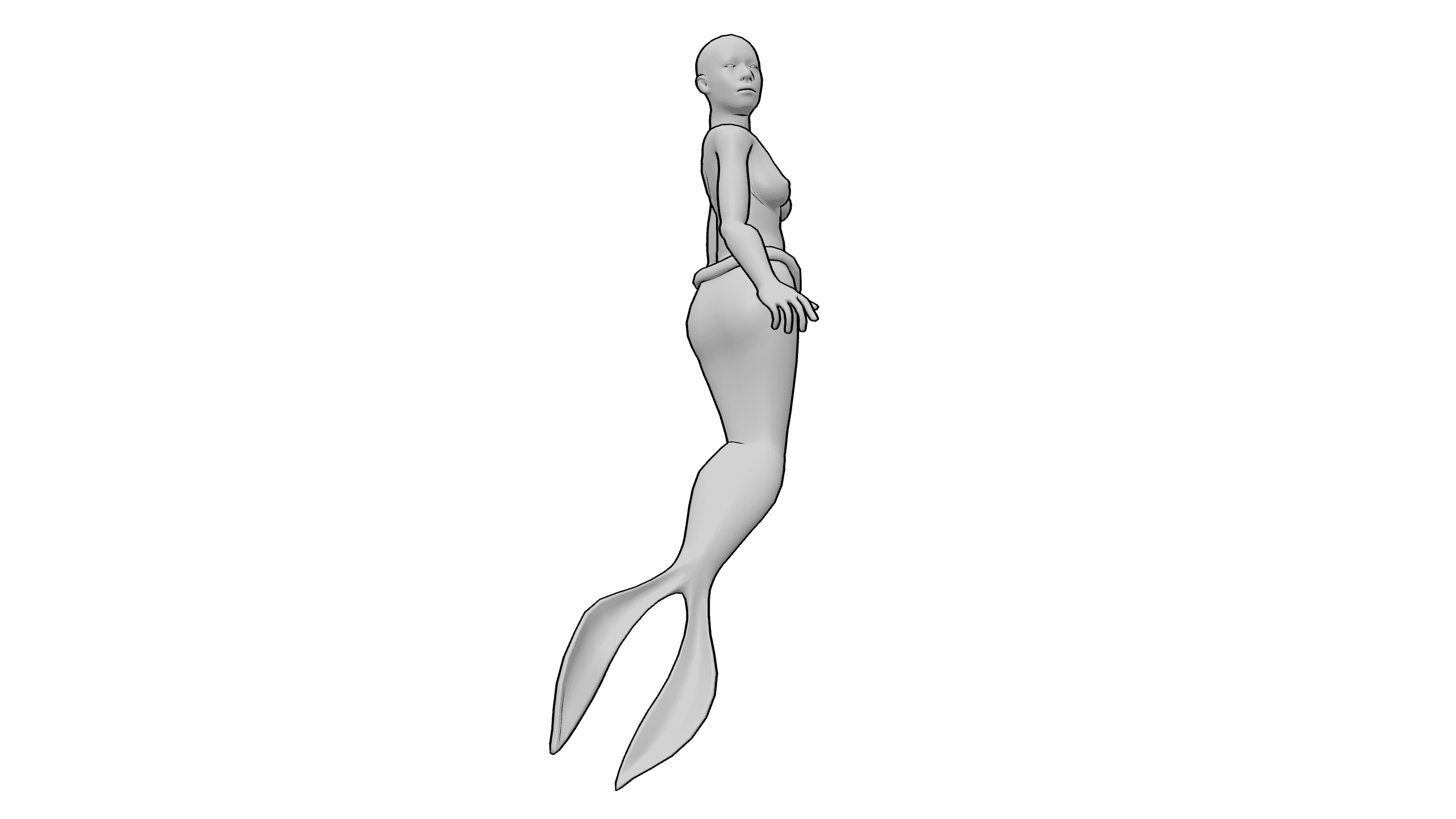 美人鱼侧身悬浮