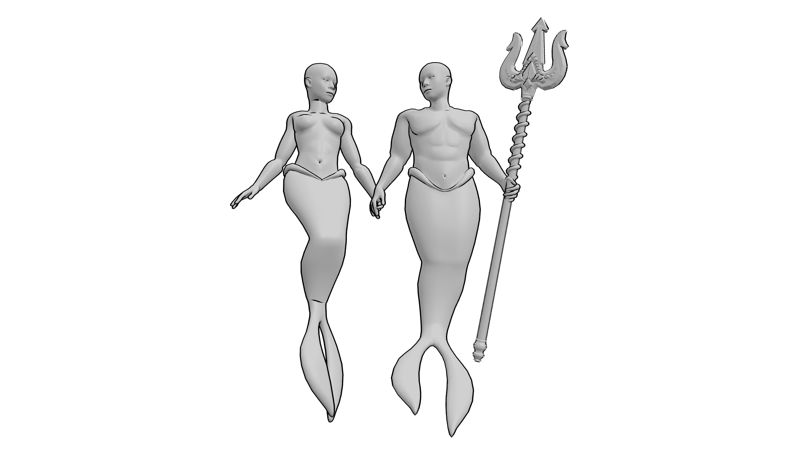 牵手持戟美人鱼
