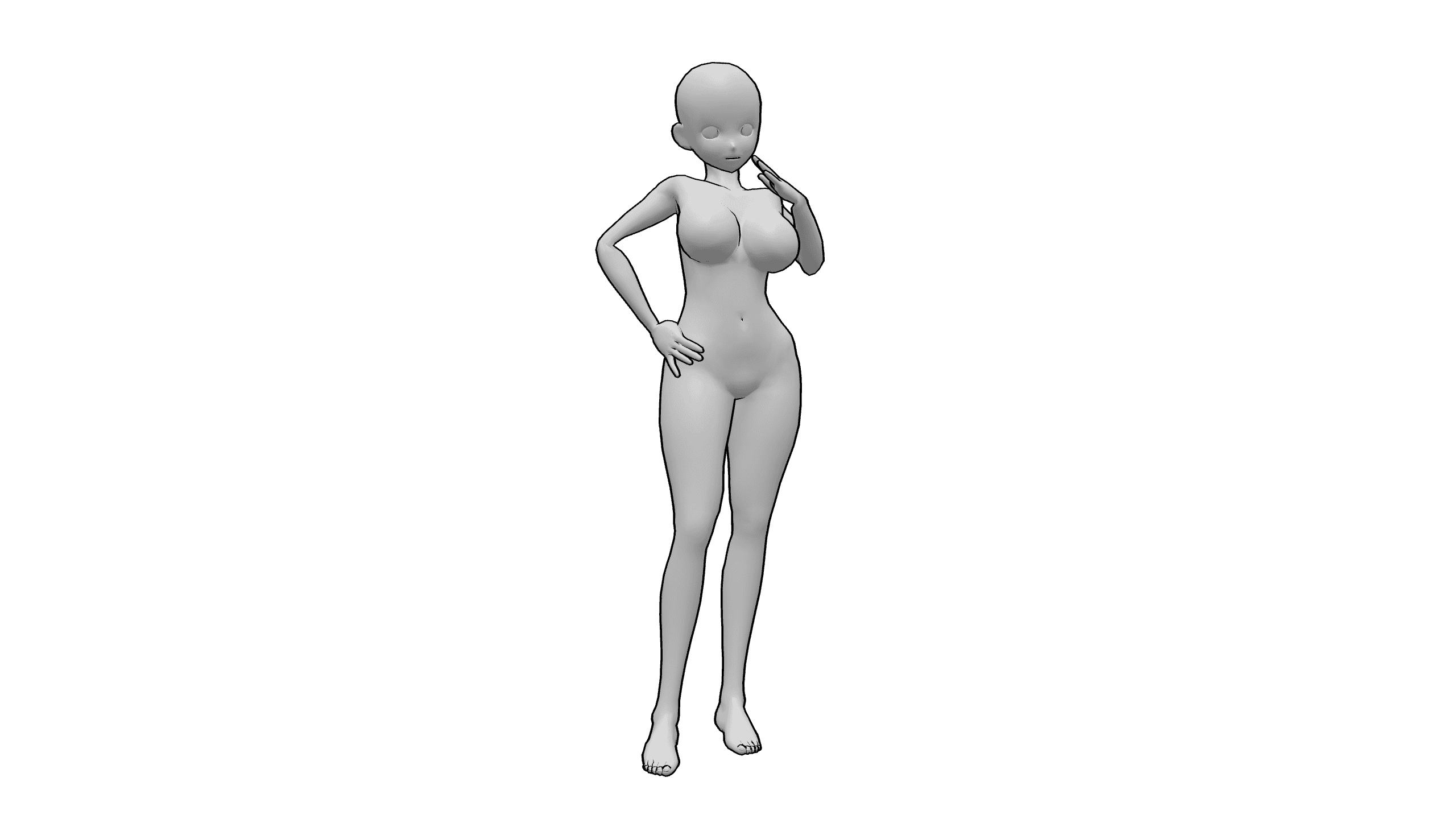 叉腰抬手站姿