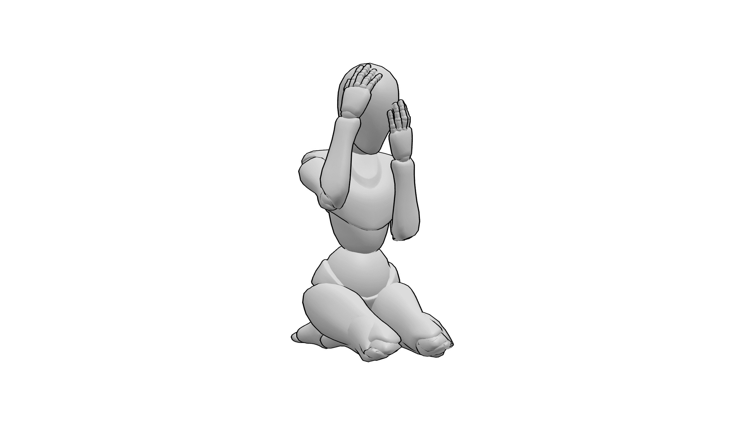 跪坐捂脸