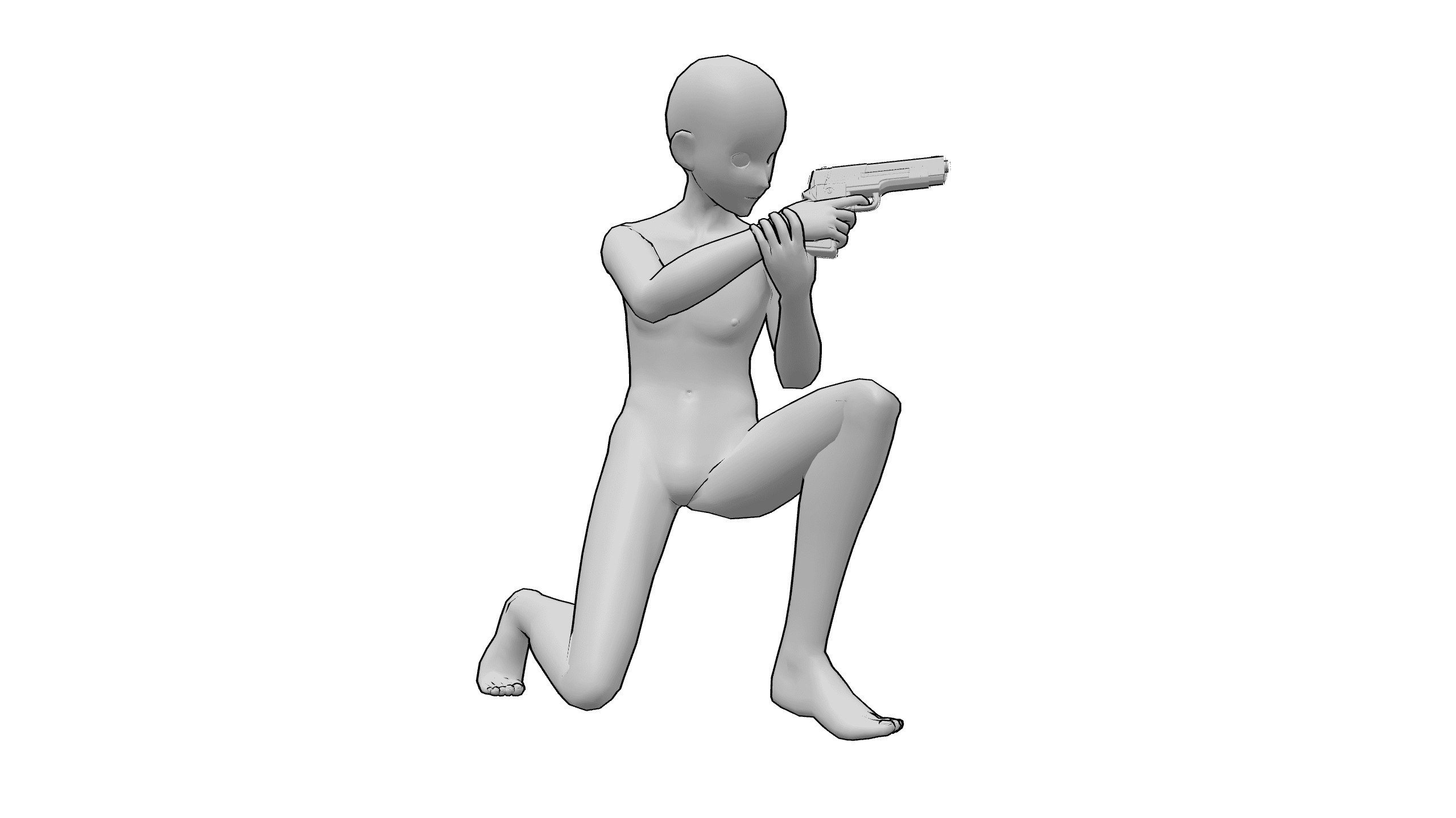 单膝跪地瞄准射击