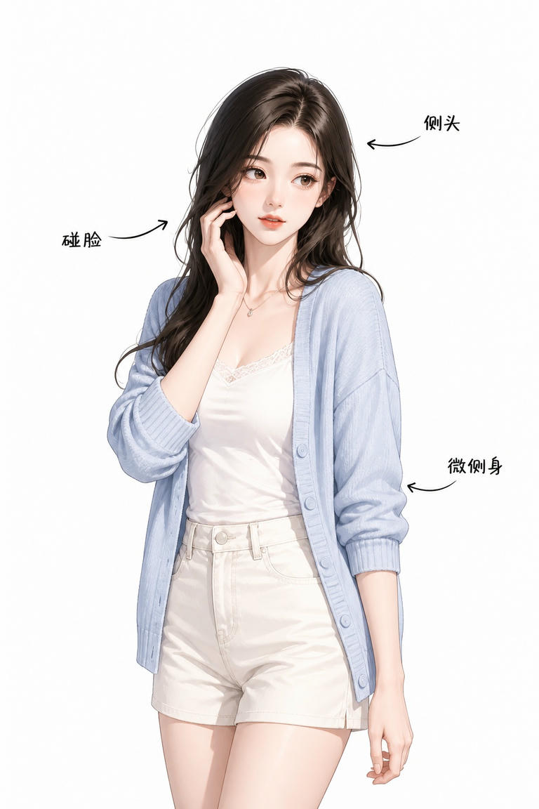 少女侧头托腮
