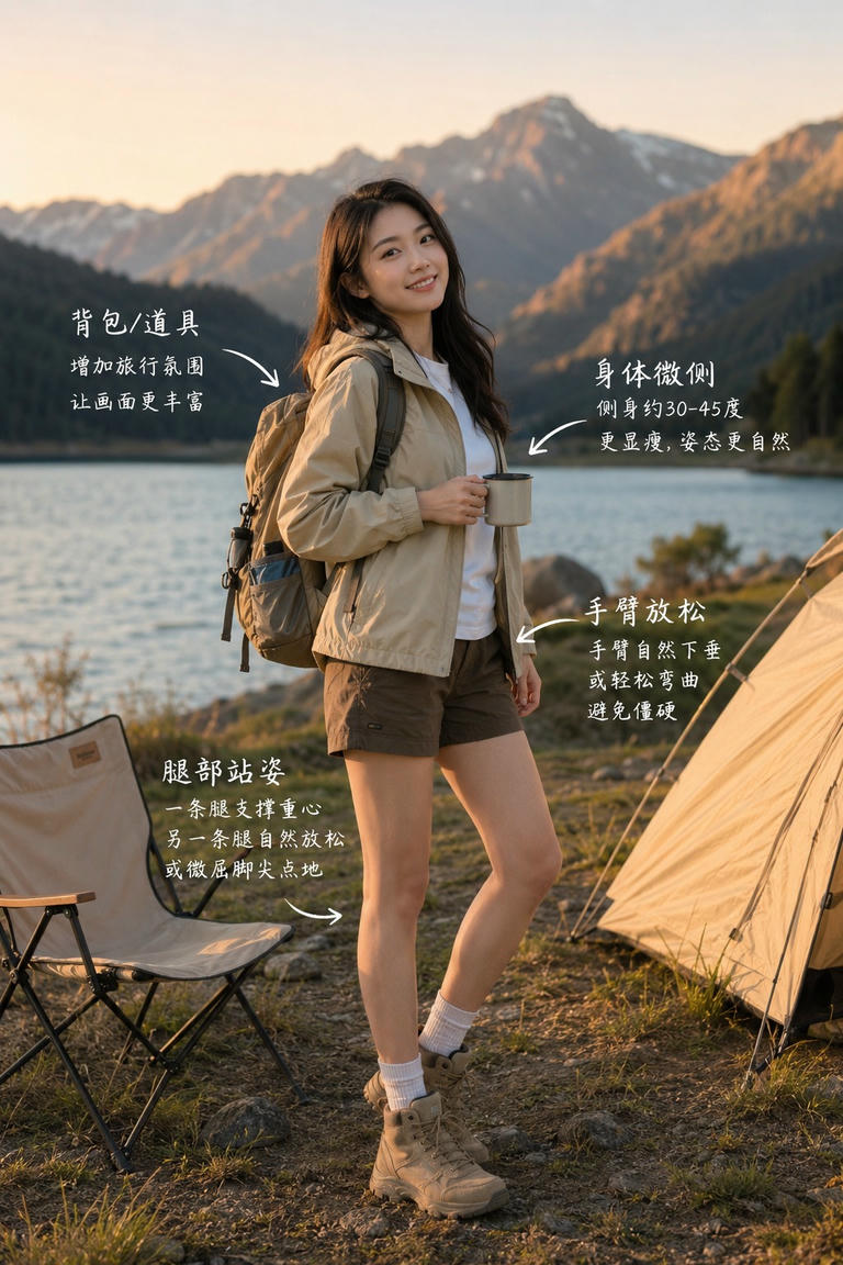 户外露营站姿