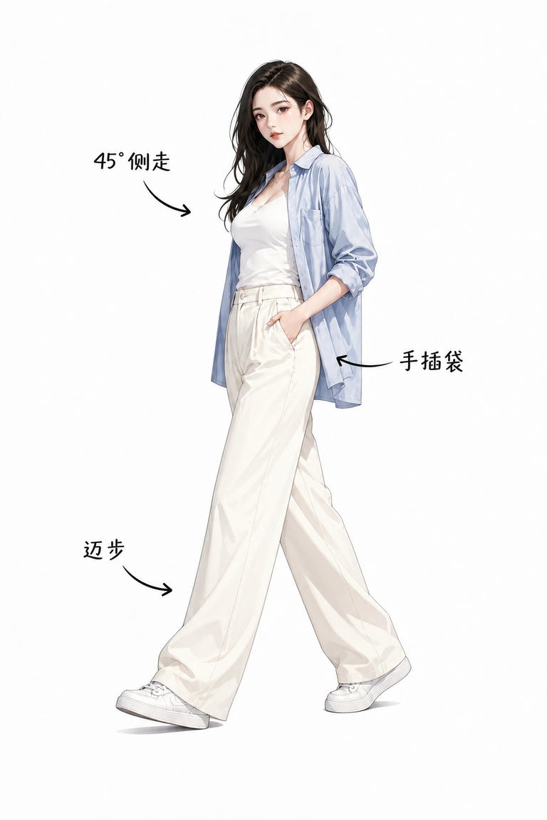 插袋45度侧走