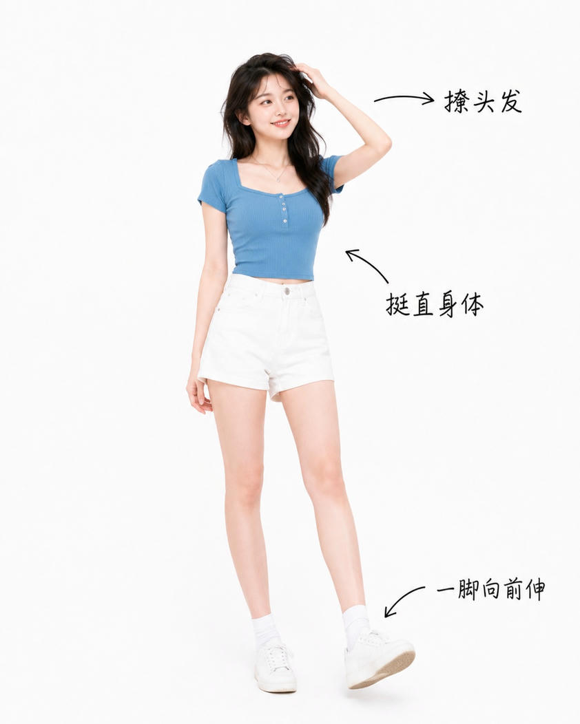 撩发站姿