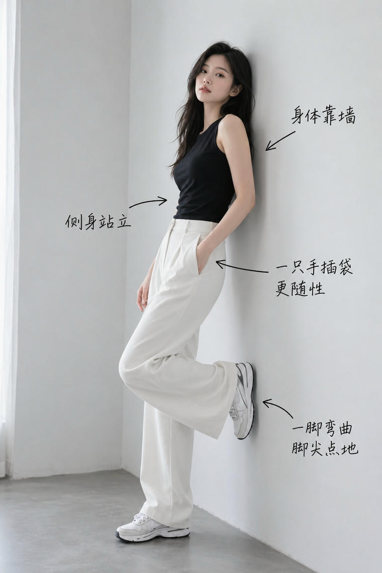 极简风靠墙站立