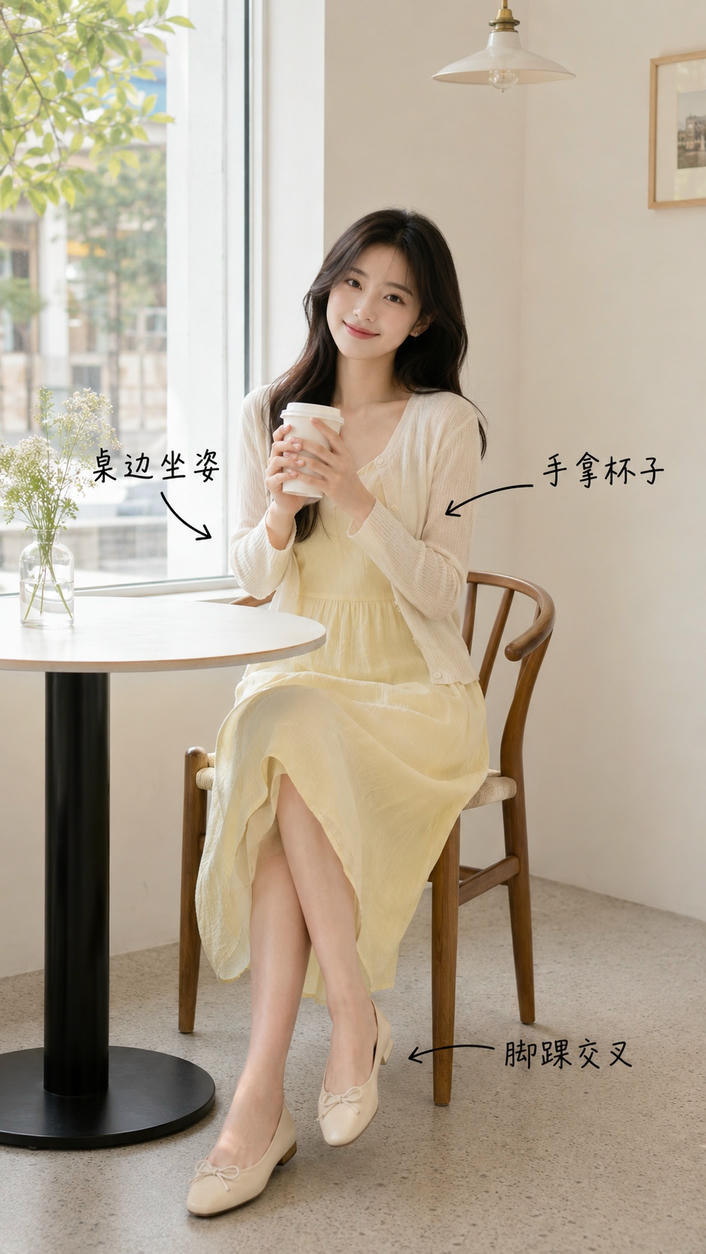 桌边优雅坐姿