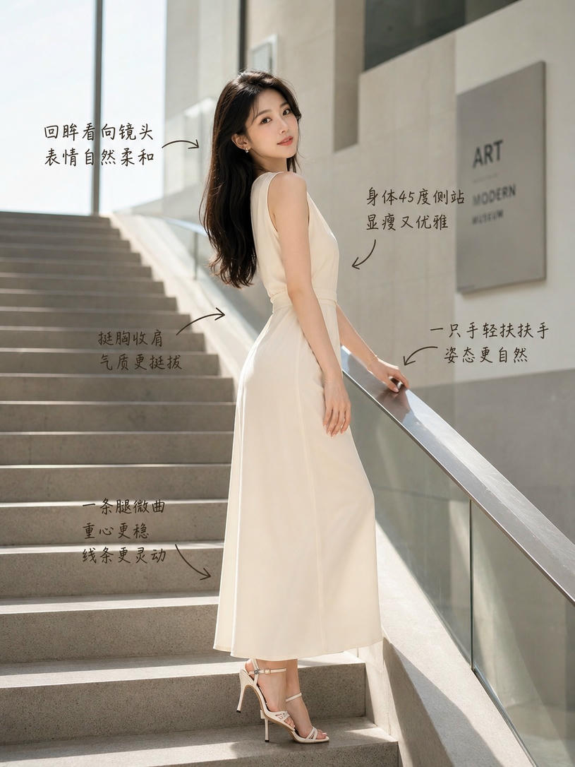 楼梯侧身回眸