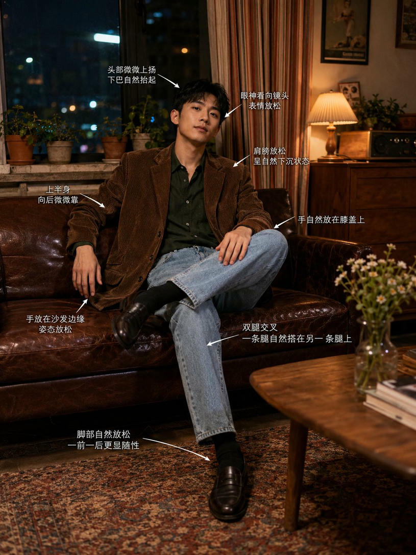 沙发慵懒坐姿