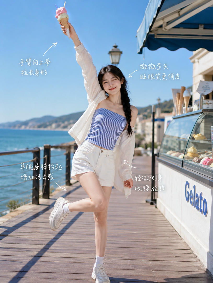 海边举甜姿态