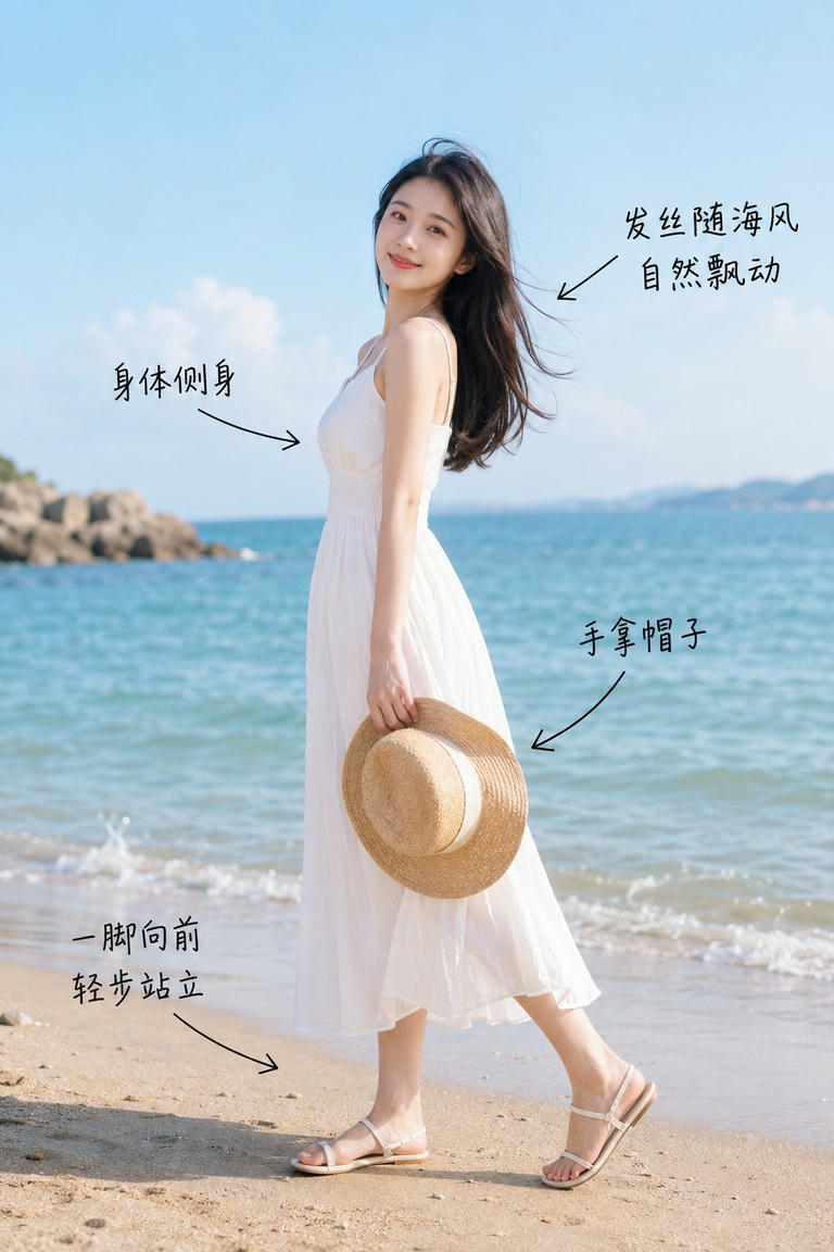 海边侧身漫步