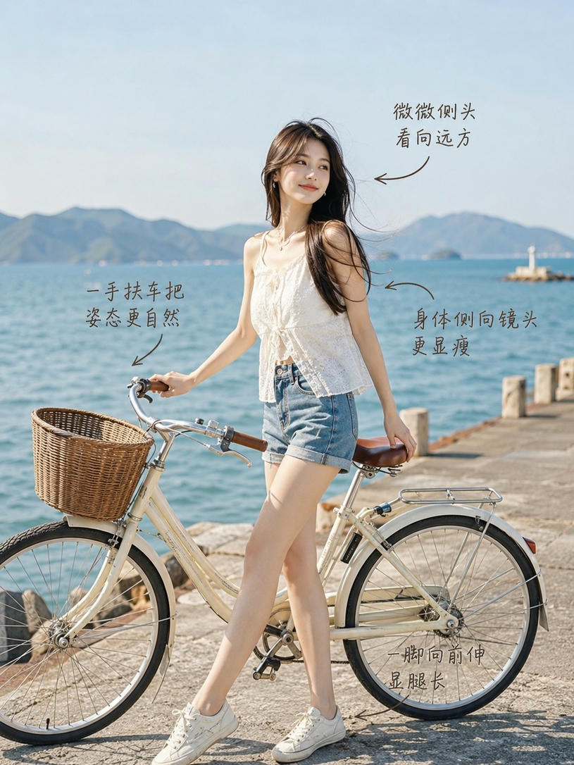 海边单车倚立