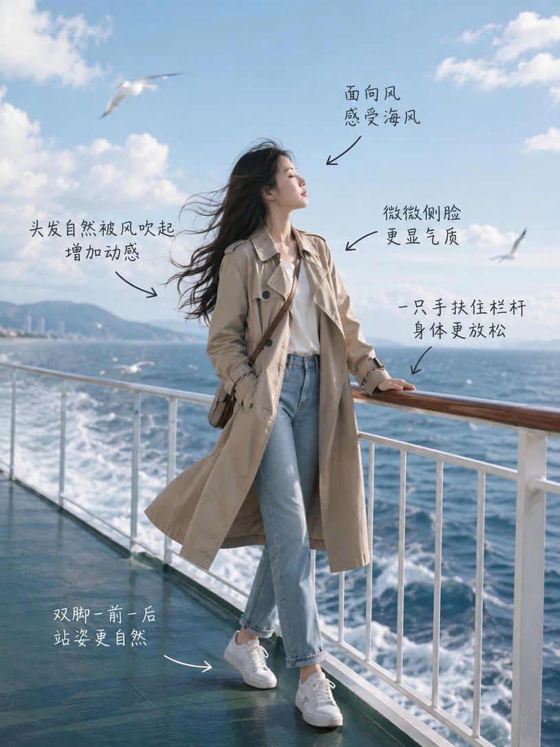 海边栏杆迎风姿