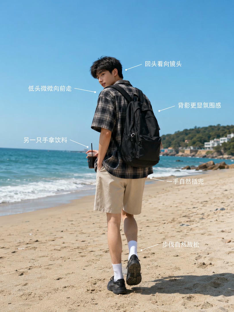 海边漫步回眸
