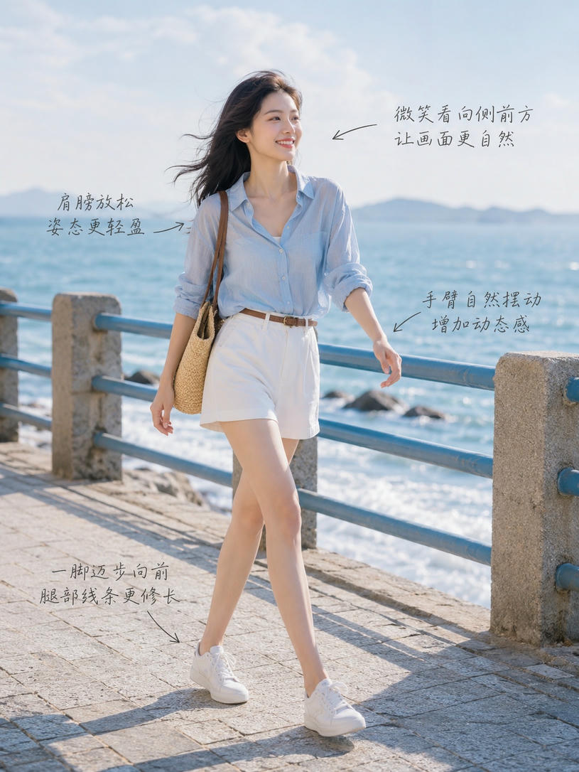 海边漫步回眸