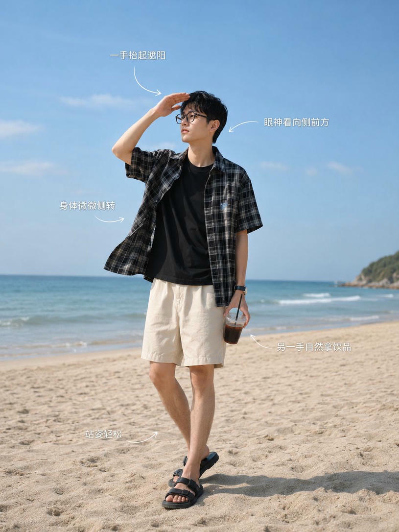 海边遮阳漫步