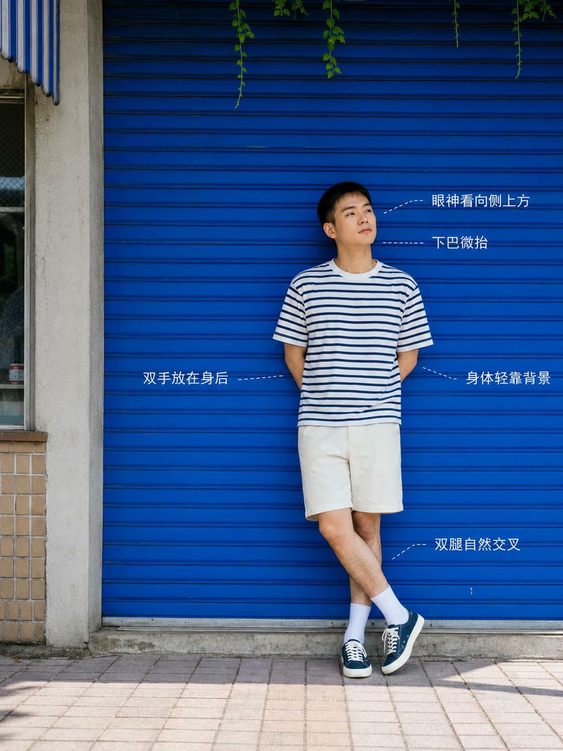 清爽站立倚靠