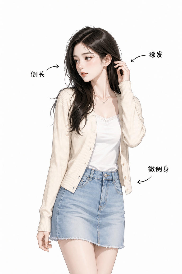温柔撩发侧身